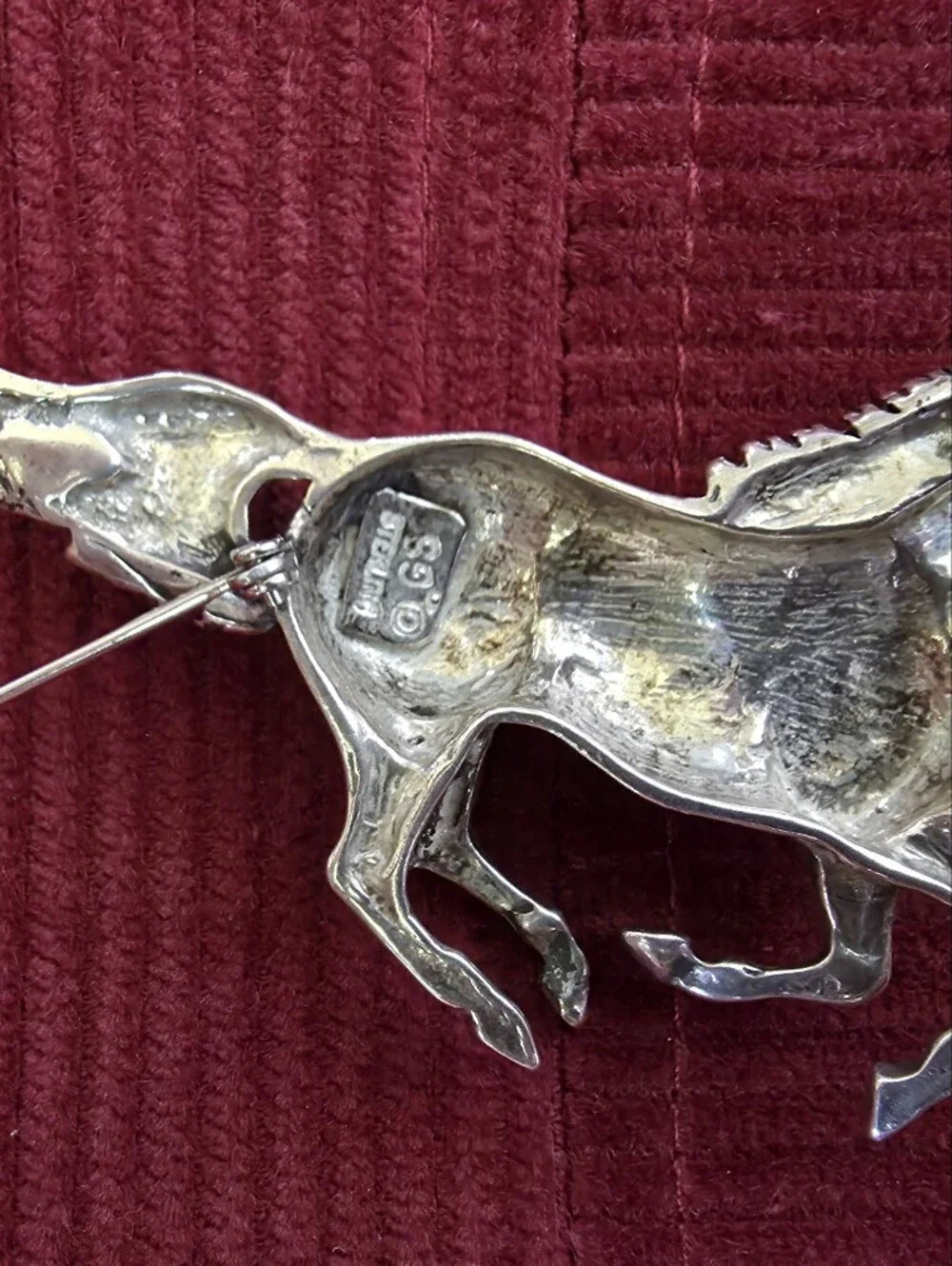 Authentic Glenn Sandoval Running Horse Brooch Navajo Sterling Silver - PAIR